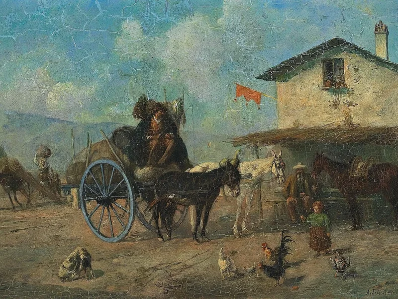 1860-Alfred Friedlaender - Sosta davanti alla locanda